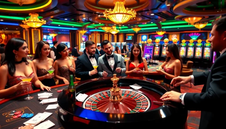 Players at a luxury casino celebrating wins with roulette at https://enew88.com/ highlighting the thrill of gambling.