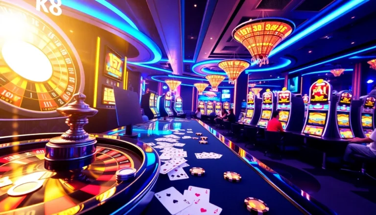 Experience the electrifying 8k8 online casino with vibrant slot machines and engaging card games.