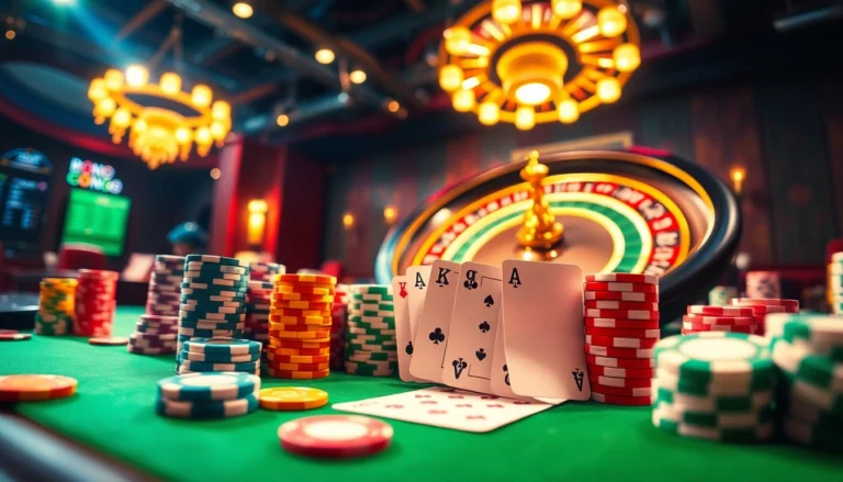 Experience the thrill of New88 as players engage at a vibrant gambling table.